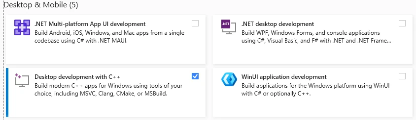 Microsoft Visual Studio setup